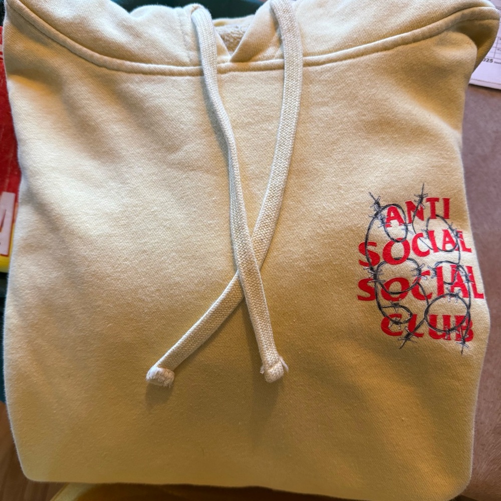 Anti Social Social Club *Rare* Pale Yellow Hoodie XL Barbed Wire